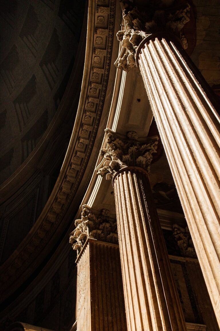 A close up of a column in a building
